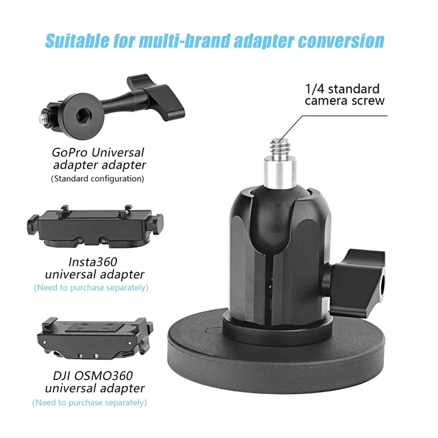 Alt view image 2 of 5 - SKYJFFJ Magnetic Camera Mount for GoPro DJI Insta360 Akaso Aluminum Action Camera Tripod Adapter Mini Ball Head Super Strong Rubber Coating Neodymium Magnet for Car 1/4-20 Male Thread Stud