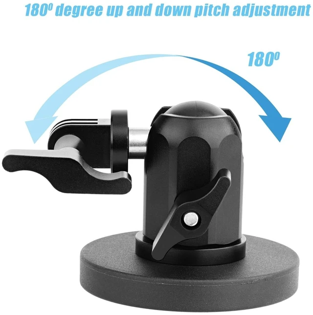 Alt view image 3 of 5 - SKYJFFJ Magnetic Camera Mount for GoPro DJI Insta360 Akaso Aluminum Action Camera Tripod Adapter Mini Ball Head Super Strong Rubber Coating Neodymium Magnet for Car 1/4-20 Male Thread Stud