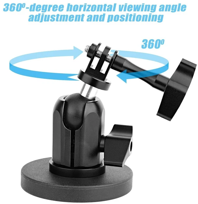 Alt view image 4 of 5 - SKYJFFJ Magnetic Camera Mount for GoPro DJI Insta360 Akaso Aluminum Action Camera Tripod Adapter Mini Ball Head Super Strong Rubber Coating Neodymium Magnet for Car 1/4-20 Male Thread Stud