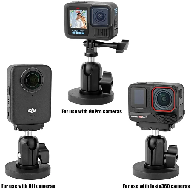 Alt view image 5 of 5 - SKYJFFJ Magnetic Camera Mount for GoPro DJI Insta360 Akaso Aluminum Action Camera Tripod Adapter Mini Ball Head Super Strong Rubber Coating Neodymium Magnet for Car 1/4-20 Male Thread Stud