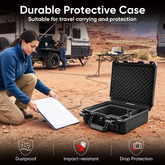 Alt view image 5 of 5 - Lekufee Waterproof Hard Case for Starlink Mini Kit, IP67 Protective Carrying Case with Custom EVA Foam Insert, Fits Dish, Adapter, Cable & Accessories, Shockproof Travel Storage Case