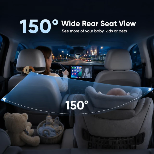 Alt view image 4 of 5 - Baby Car Camera with Wireless CarPlay Adapter, 1080P Car Baby Monitor for Factory Screen, Picture-in-Picture Navigation, Cute Dag Silicone Design (for iPhone Only)