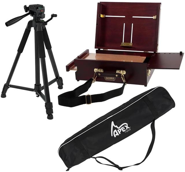 Main image of SoHo Urban Artist Scout Pochade Box with Apex Tripod - Adjustable Camera Stand and Compact Artist Easel for Outdoor Painting, Field Photography, and Travel Studio Setup