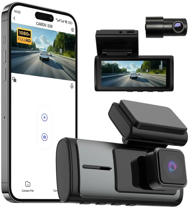 Main image of Dual Dash Cam, 1080P Front + 720P Rear, Wi-Fi App Control, Loop Recording, G-Sensor, No SD Card Included