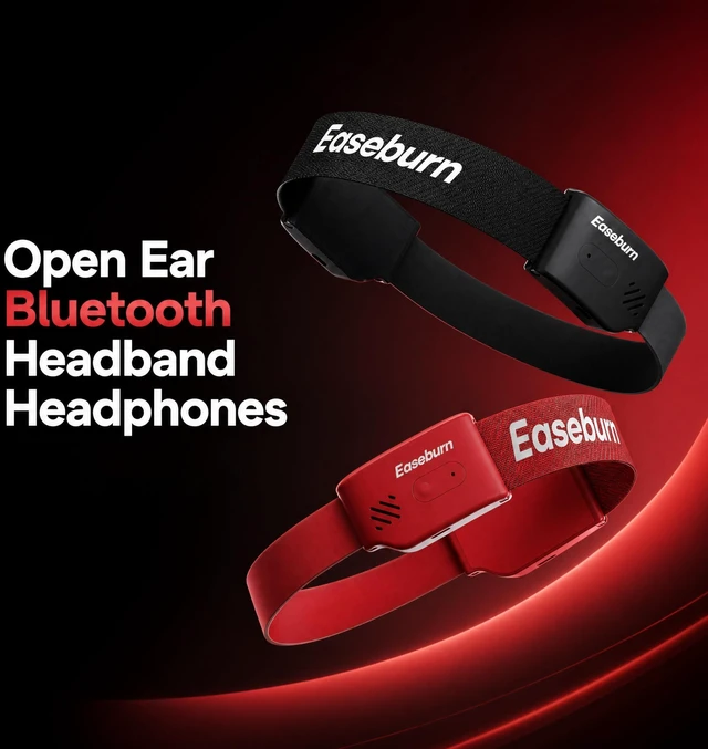 Alt view image 2 of 5 - EaseBurn Open Ear Bluetooth Headband Headphones, Air Conduction Wireless Sport Headphones, Sweatproof Breathable Washable Running Headphones for Workout Outdoor Sports (Black)