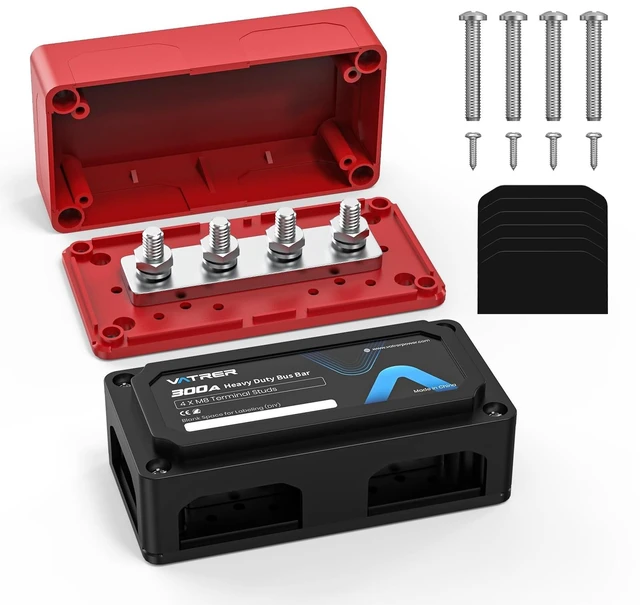 Main image of 300A Bus Bar 48V DC Power Distribution Block with 4*M8 Terminal Studs