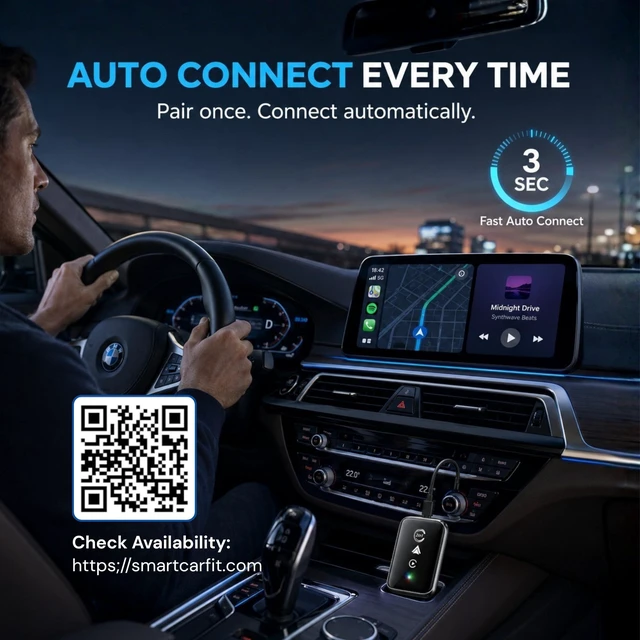 Alt view image 5 of 5 - Wireless CarPlay Adapter for iPhone & Android 2 in 1 Apple CarPlay & Android Auto Adapter, Plug & Play Bluetooth Dongle, Wired to Wireless Converter, USB-A + USB-C, Fast Auto Reconnect