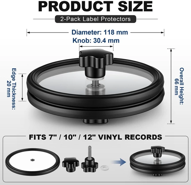 Alt view image 2 of 5 - Mifoci 2 Pcs Record Cleaning Protector, Safe Label Saver Clips for 7/10/12 Inch Lp Records, Ep Lp Vinyl Record Label Cleaning Protective Sleeve Protector Clear Visibility for Lovers