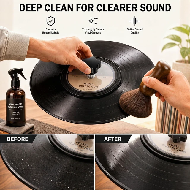 Alt view image 5 of 5 - Mifoci 2 Pcs Record Cleaning Protector, Safe Label Saver Clips for 7/10/12 Inch Lp Records, Ep Lp Vinyl Record Label Cleaning Protective Sleeve Protector Clear Visibility for Lovers