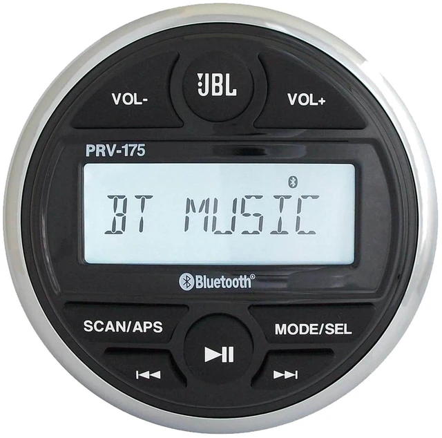Alt view image 2 of 5 - JBL Gauge Style Marine Digital Media Bluetooth Receiver, 4x 6.5" 195 Watt Peak Power Multicolor LED Speakers w/Charcoal and White Grilles, Wire, LED Remote, 4-Channel Amplifier w/Kit, USB/AUX Adapter