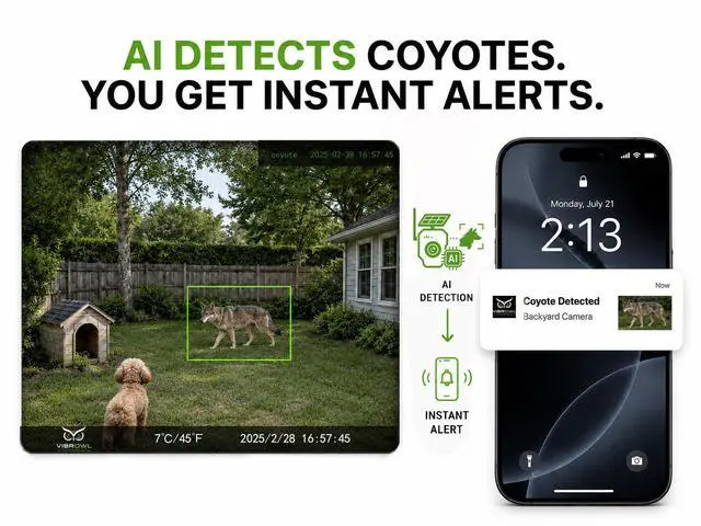 Alt view image 3 of 7 - VIBROWL AI Backyard Security Camera, 4G LTE Solar Outdoor Camera with AI Coyote & Animal Detection, Mobile Alerts, Remote Viewing and Night Vision