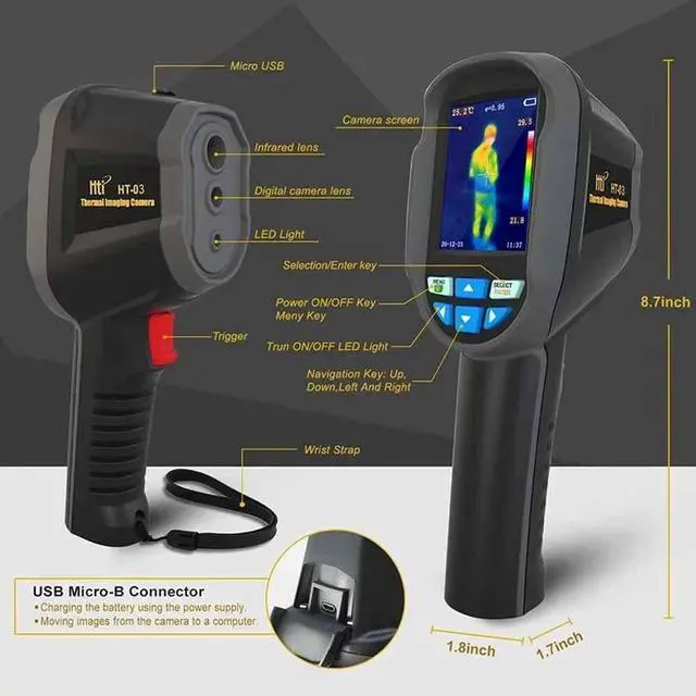 Alt view image 2 of 7 - HTi HT-03 Thermal Imaging Camera 120x90 IR Resolution Infrared Temperature Meter