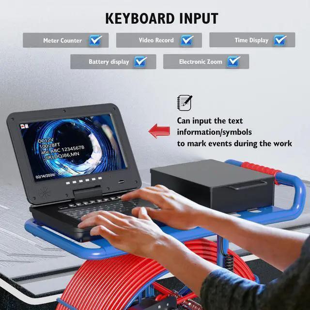 Alt view image 2 of 7 - Sewerkamera 512HZ HD Drain Self Leveling Pipe Inspection Camera Counter