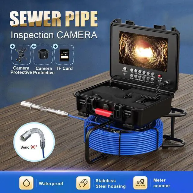 Alt view image 5 of 7 - Pipe Inspection Camera HD Drain Sewer Camera 9" Monitor DVR Meter Counter