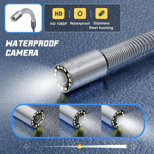 Alt view image 7 of 7 - Pipe Inspection Camera HD Drain Sewer Camera 9" Monitor DVR Meter Counter