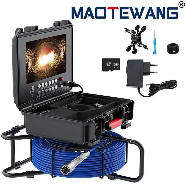 Alt view image 2 of 7 - Pipe Inspection Camera HD Drain Sewer Camera 9" Monitor DVR Meter Counter