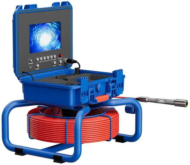 Main image of 7" Screen Sewer Pipe Inspection Camera with Meter Counter And Self-Leveling DVR