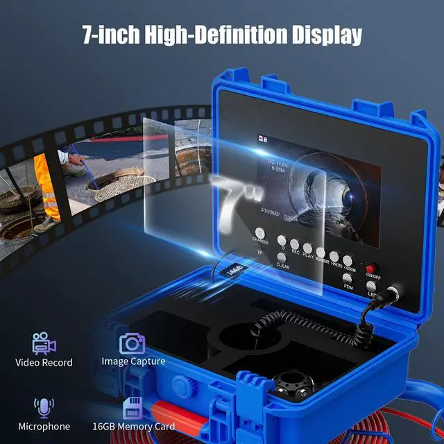 Alt view image 2 of 7 - 7 Inch Monitor Pipe Inspection Endoscope Video Camera With and 512HZ Locator