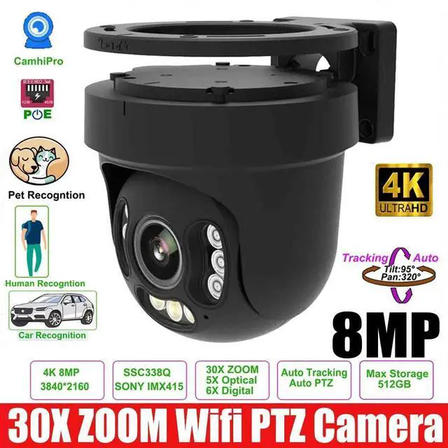Main image of Hi Compatible 30X Zoom 4K 8MP Wifi POE Auto Tracking P2P PTZ IR IP Camera