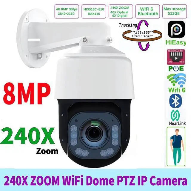 Main image of 240X ZOOM 4K 8MP 30fps WiFi POE Speed Dome PTZ IP Camera Compatible