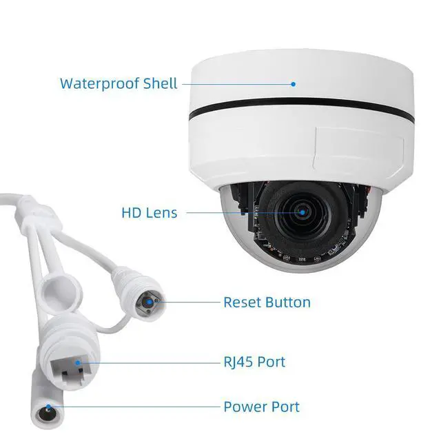 Alt view image 3 of 7 - 5x Zoom 8MP 4K 2.5-inch PTZ POE IP Speed Dome Camera Two-Way Audio IP66 H.265+