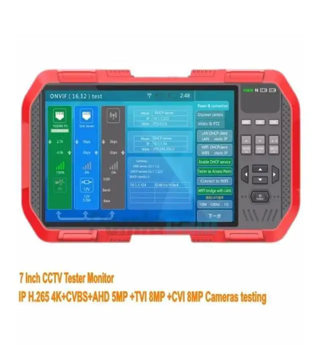 Alt view image 5 of 7 - 7 Inch Screen H.265 4K HD IP CCTV Tester Monitor AHD CVI TVI CVBS Camera Test DT-A82
