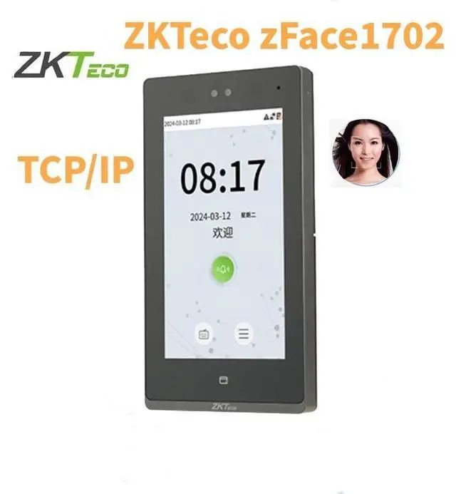 Main image of ZKTeco zFace1702 TCP/IP Fingerprint Facial Recognition Time Attendance 7" Screen