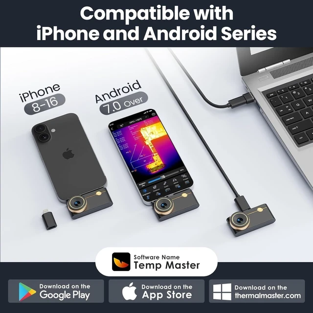 Alt view image 7 of 7 - Thermal Master P3 PCB Thermal Camera 512×384 X³ IR resolution For Android & iOS