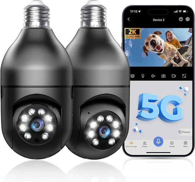 Alt view image 2 of 7 - 2.4G+5G WiFi 1080P Light Bulb Camera IR Night E27 Wireless Security Camera IP66