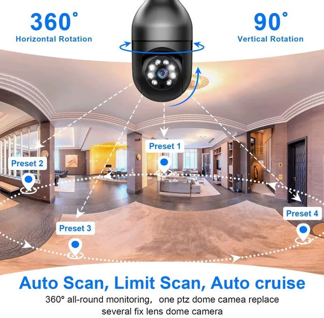 Alt view image 3 of 7 - 2.4G+5G WiFi 1080P Light Bulb Camera IR Night E27 Wireless Security Camera IP66