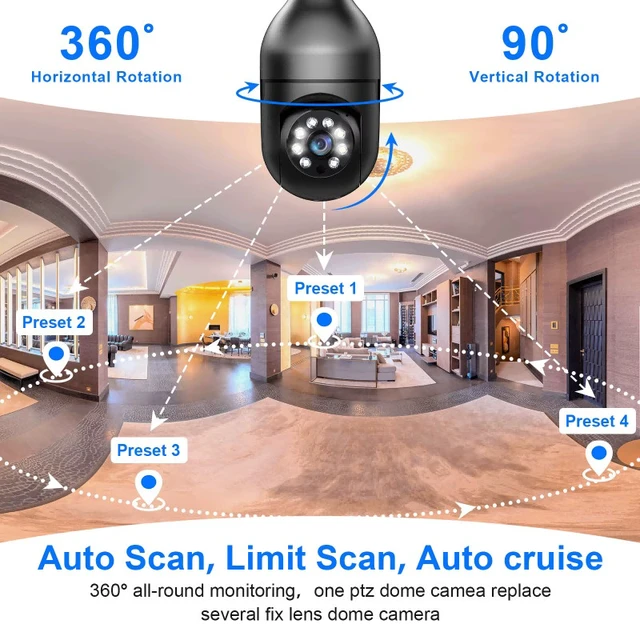 Alt view image 2 of 7 - 2.4G+5G WiFi 1080P Light Bulb Camera IR Night E27 Wireless Security Camera IP66