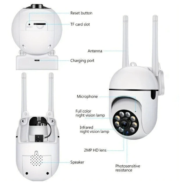 Alt view image 3 of 7 - Outdoor Überwachungskamera IP Kamera 1080P Dual Lens 2.4G Wifi PTZ Kameras Auto Tracking-