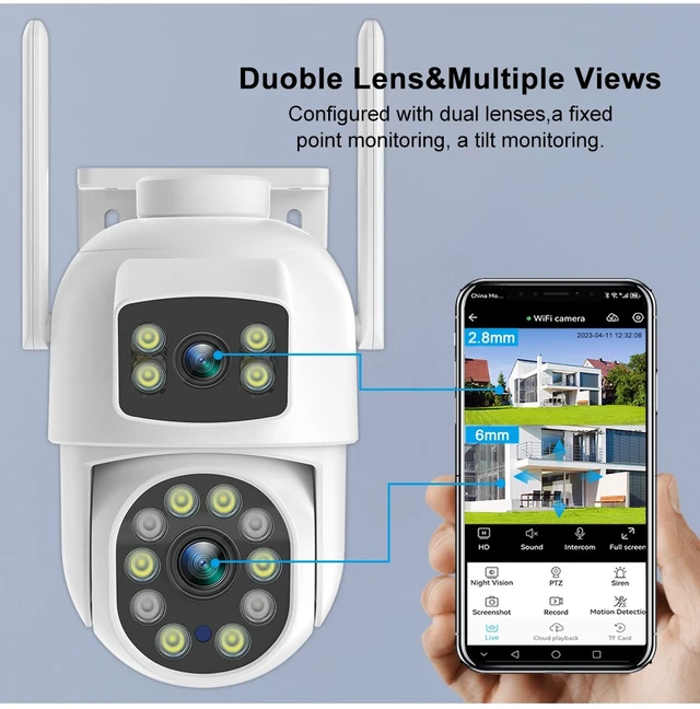 Alt view image 4 of 7 - 6MP IP Camera WiFi Security IP65 Outdoor Dual Lens Color Night AI Human Tracking