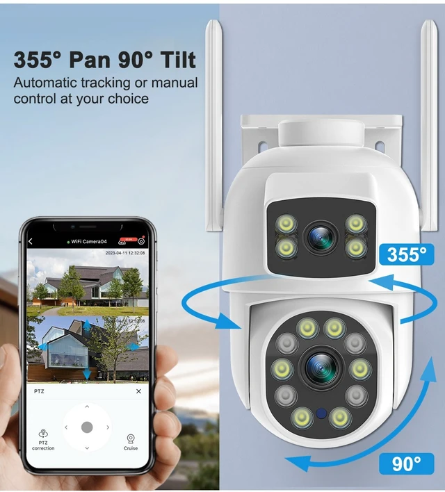 Alt view image 7 of 7 - 6MP IP Camera WiFi Security IP65 Outdoor Dual Lens Color Night AI Human Tracking