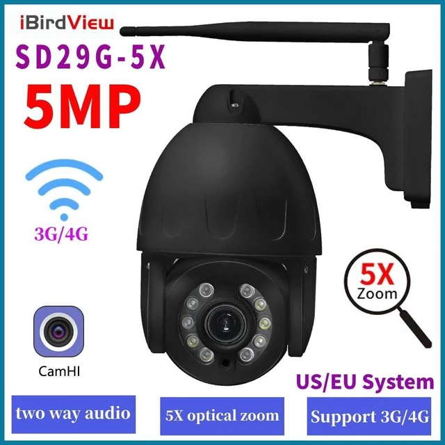 Main image of 5MP PTZ Camera 3G 4G Security Color Night Vision 5x Optical Zoom Two Way Audio