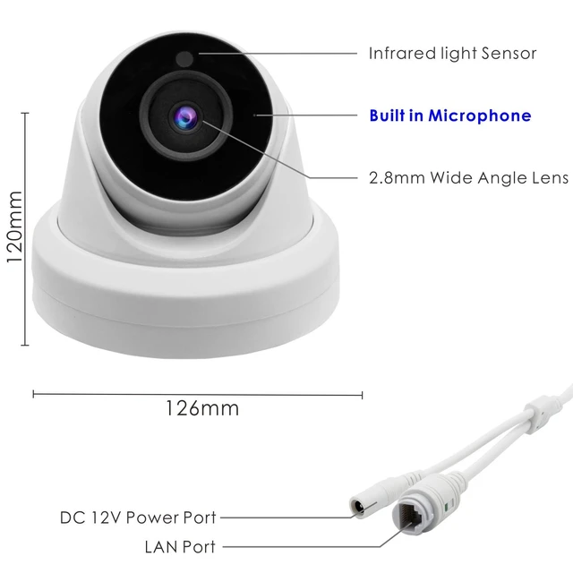 Alt view image 7 of 7 - 4K 8MP POE IP Security Dome Camera Mic IP66 Weatherproof Wide Angle 2.8mm Lens