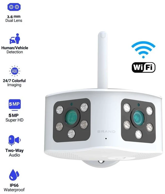 Main image of Dual Lens Camera 2-Way Audio Smart AI CCTV Camera 180 Degree Wide-angel Colorful
