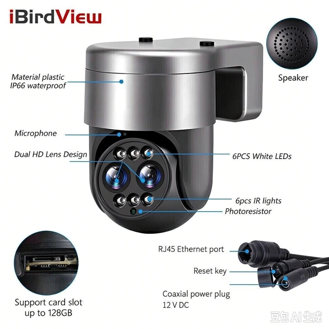 Alt view image 3 of 7 - 4K 8MP 3X Zoom Dual Lens WIFI Camera PTZ Camera Outdoor IP66 AI Auto Tracking