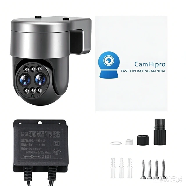 Alt view image 2 of 6 - Outdoor Surveillance Camera 4K Dual Lens 2.4G WiFi Auto Tracking Color Night Vision Security Protection