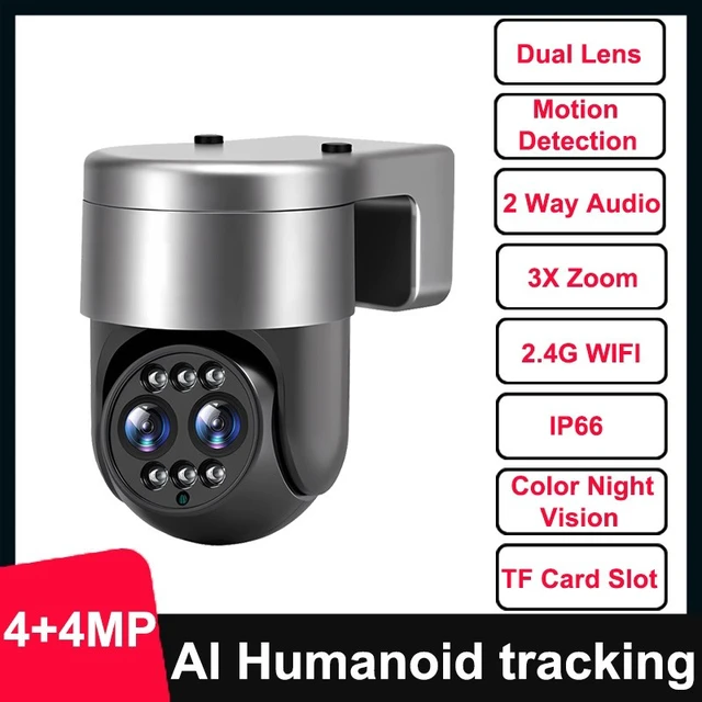 Alt view image 2 of 6 - 8MP HD Wifi 3X Zoom PTZ Camera Dual Lens 2-Way Audio AI Auto Tracking IP Camera