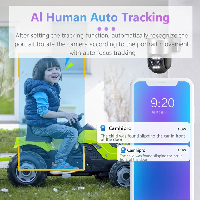 Alt view image 4 of 6 - 8MP HD Wifi 3X Zoom PTZ Camera Dual Lens 2-Way Audio AI Auto Tracking IP Camera