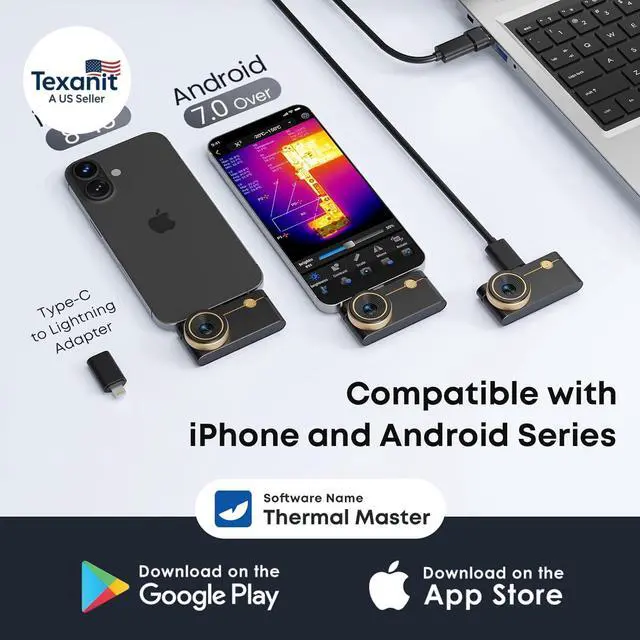 Alt view image 4 of 7 - (Android&iPhone) P3 Type-C Thermal Camera for Electronics Repair 512×384 Adjustable Macro Lens 600 Usb Thermal Imaging Camera