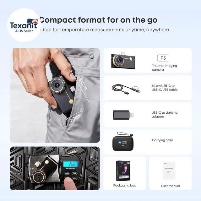 Alt view image 7 of 7 - Thermal Master P3, Thermal Camera for iPhone & Android, 512x384 X³IR Resolution 25 Hz, Infrared Camera for PCB & HVAC Inspection