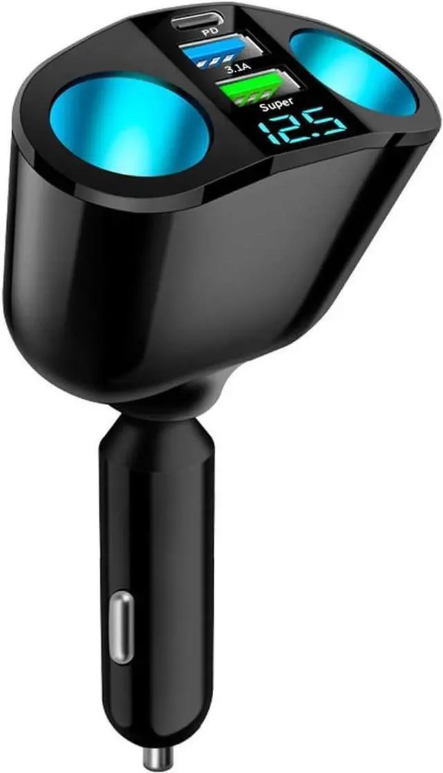 Main image of Idealforce Dual USB Car Charger & 2-Port Cigarette Lighter Socket Splitter Adapter | 12V/24V DC Power Outlet Expander with Smart Quick Charge 3.0 & 4.8A Total Output | Overload & Short Circuit Protect