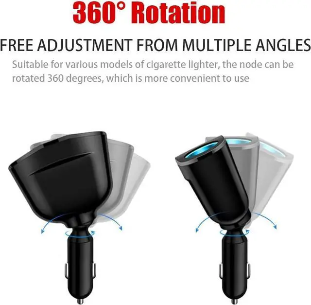 Alt view image 4 of 6 - Idealforce Dual USB Car Charger & 2-Port Cigarette Lighter Socket Splitter Adapter | 12V/24V DC Power Outlet Expander with Smart Quick Charge 3.0 & 4.8A Total Output | Overload & Short Circuit Protect