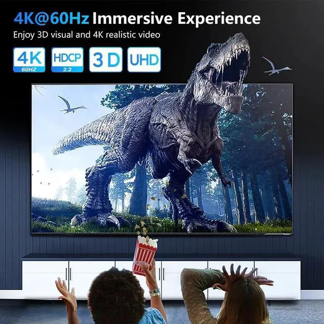 Alt view image 4 of 7 - Idealforce HDMI Splitter 1x2, 1 In 2 Out 4K UHD 3D 1080P Repeater Amplifier. Supports HDR10, HDCP 2.2/1.4, for streaming devices, gaming consoles, PCs, Blu-ray players to dual TVs/monitors.