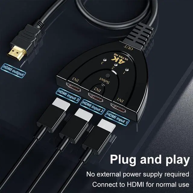 Alt view image 7 of 7 - Idealforce 3 Port HDMI Switch Box 3x1 | 3 in 1 Out HDMI Switcher Selector for PS5, Xbox Series X/S, Nintendo Switch, Fire TV, Roku, Blu-ray Player, PC, Laptop, Monitor, HDTV | 1080P Full HD Auto-Switc