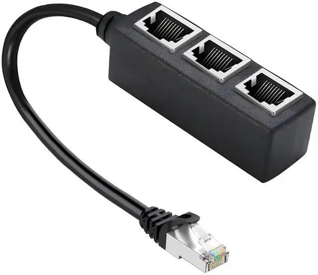 Main image of Idealforce RJ45 Ethernet Splitter 1 to 3 Port LAN Network Adapter | High-Speed Cat5 Cat5e Cat6 Internet Hub for PC Laptop Smart TV Gaming Console PS5 Xbox Router Modem | Compact Plug-and-Play Connect