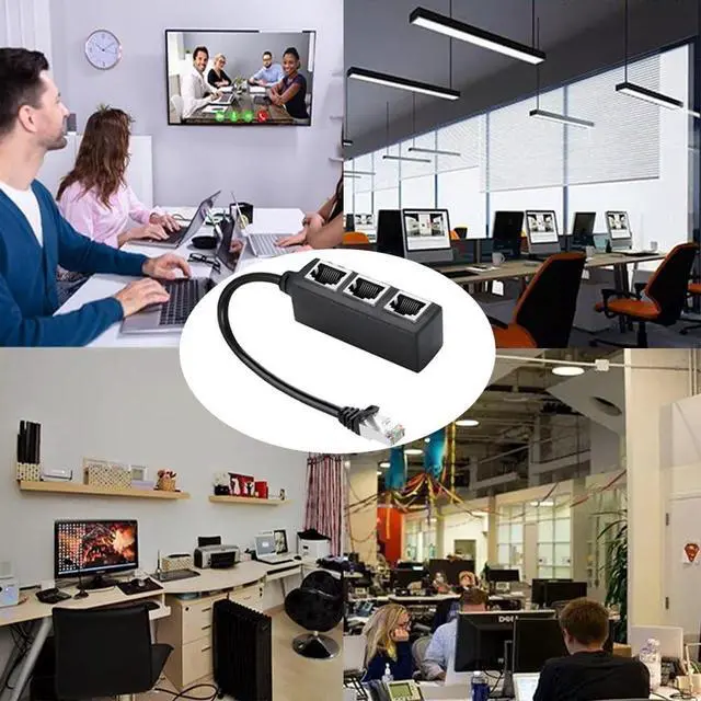 Alt view image 6 of 6 - Idealforce RJ45 Ethernet Splitter 1 to 3 Port LAN Network Adapter | High-Speed Cat5 Cat5e Cat6 Internet Hub for PC Laptop Smart TV Gaming Console PS5 Xbox Router Modem | Compact Plug-and-Play Connect