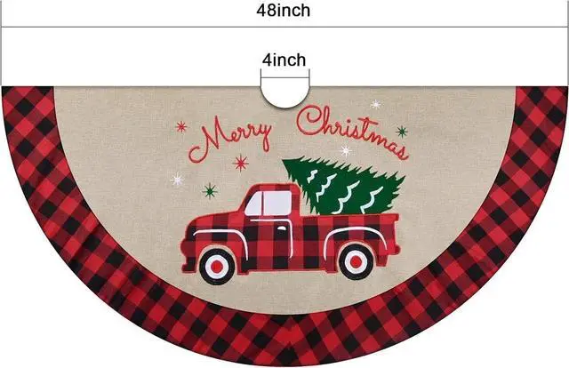 Alt view image 4 of 7 - Vintage Christmas Tree Skirt Christmas Decorations - Red Vintage Style Xmas Tree